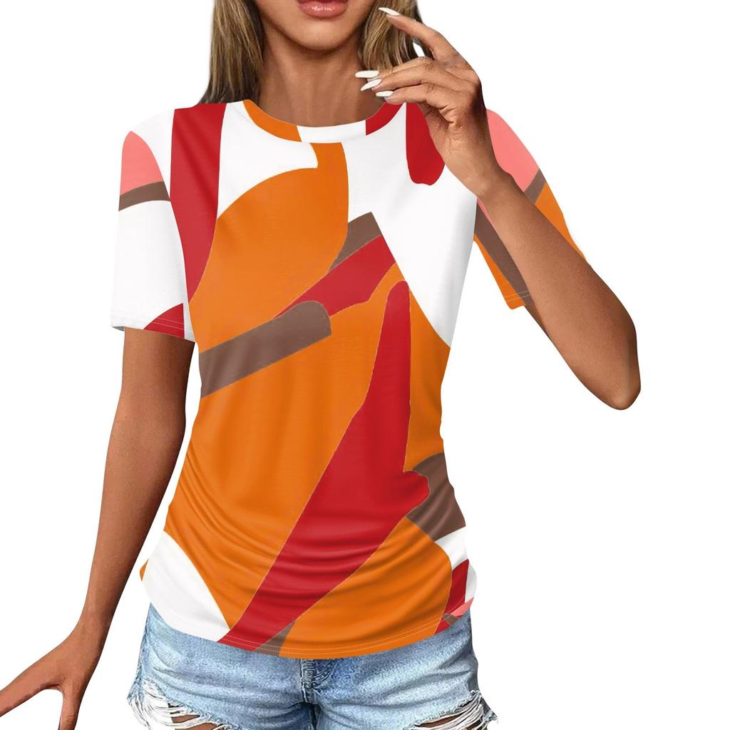 Tricouri Damă Moda Casual Topuri Gât rotund Mânecă scurtă Imprimată Tunica