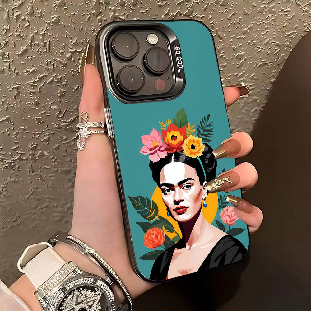 Θήκη Κινητού F-Frida-s K-Kahlo-g Art Για iPhone 17,16,15,14,13,12,11 Plus,Pro Max,XS,Χρωματιστή ασημί θήκη κινητού