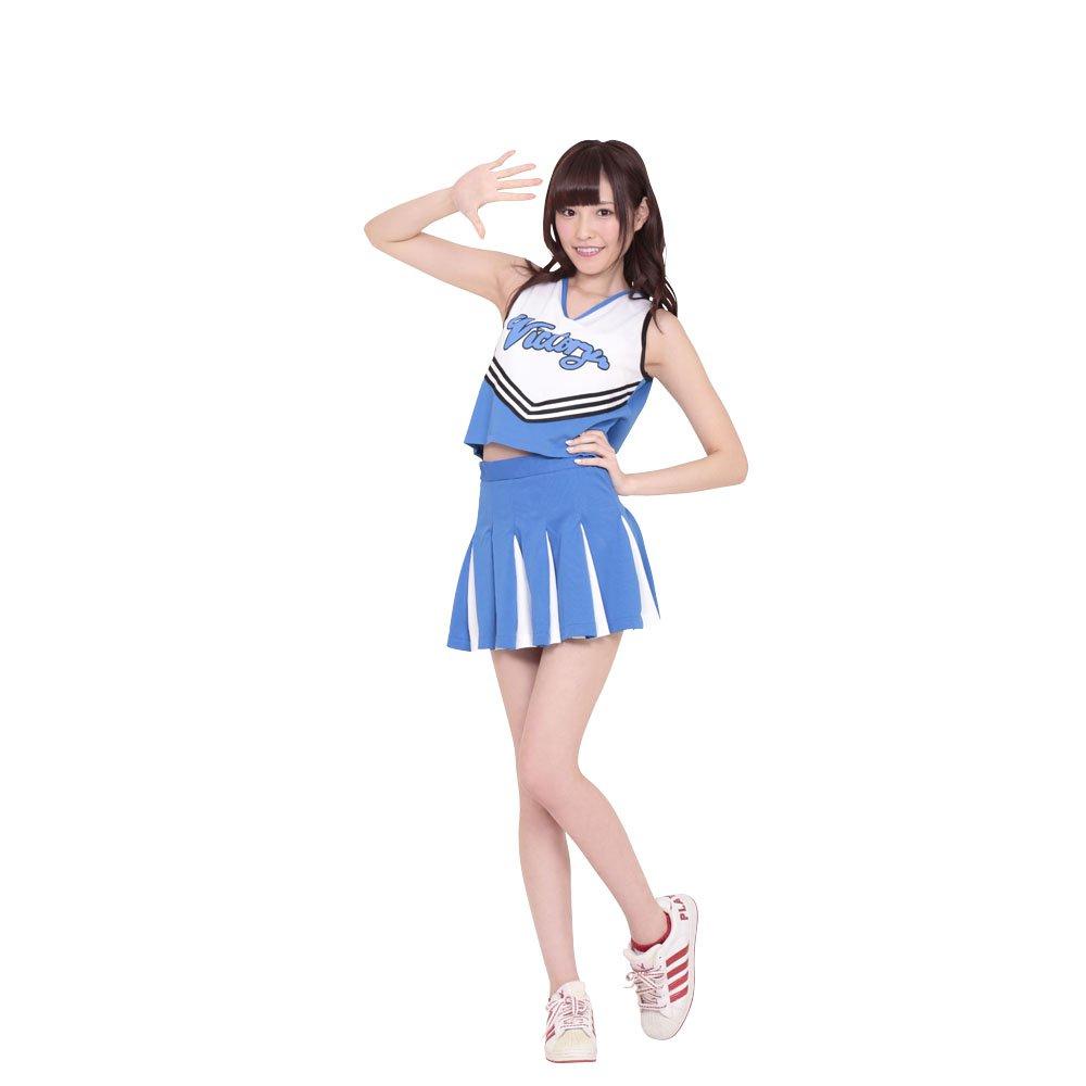 A&Tcollection Women's Cheerleader Uniform Cosplay Costume (Blue, Size M)