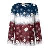 Women's Fashion Casual Slit Hem Round Neck Long Sleeve Loose Christmas Printed T-Shirt Ladies Top