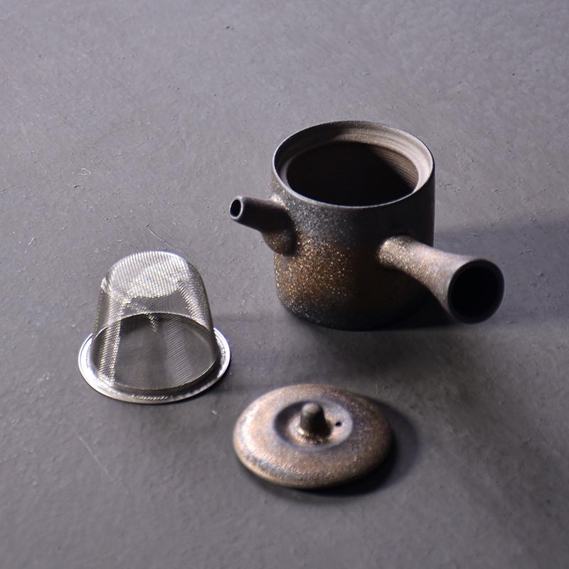 175ml Japanese Style Ceramic Side Handle Teapot Vintage Handmade Gilded Kung Fu Tea Set