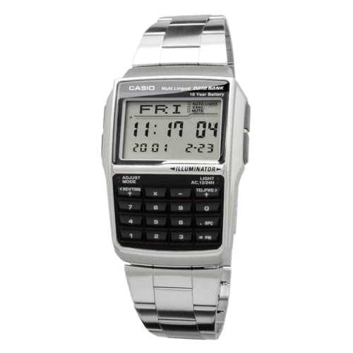 Casio CASIO DATA BANK Data Bank Digital Watch DBC-32D-1A Men's Silver Metal Band Overseas Model