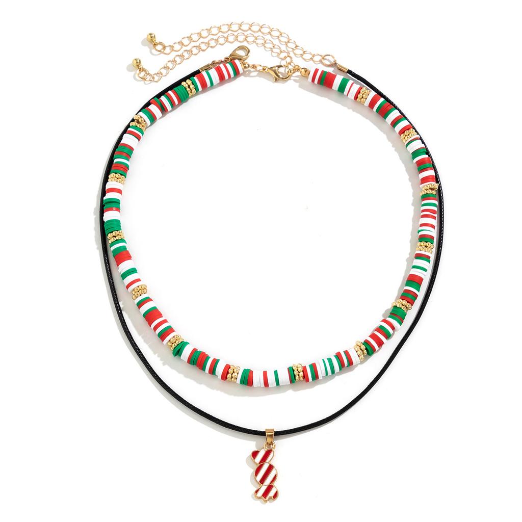 Christmas Day Soft Pottery Necklace Set Christmas Snowman Elk Micro Necklace Choker