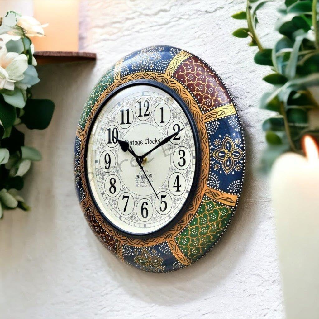 Hand-Painted Wooden Wall Clock / 12 Inch (30 CM's)