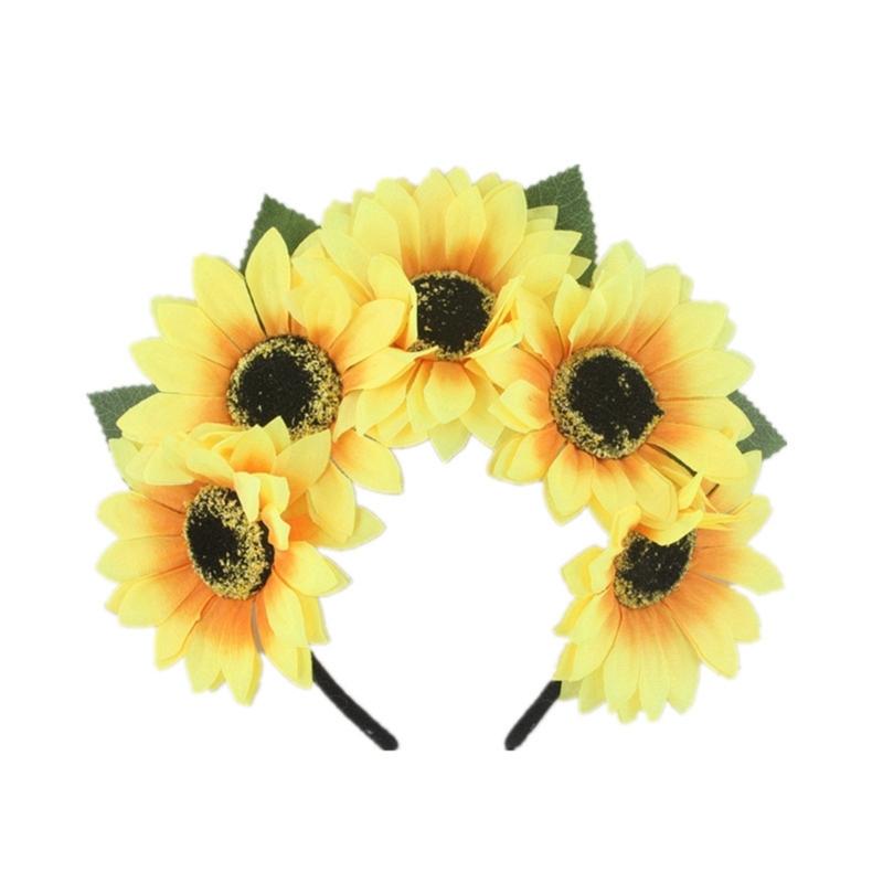

Adjustable Flower Shape Hair Hoop Realistic Sunflower Headband Carnival Party Girls Bohemian Style Styling Headband 1