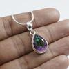 Teardrop Mystic Topaz Pendant: Handmade 925 Sterling Silver Necklace