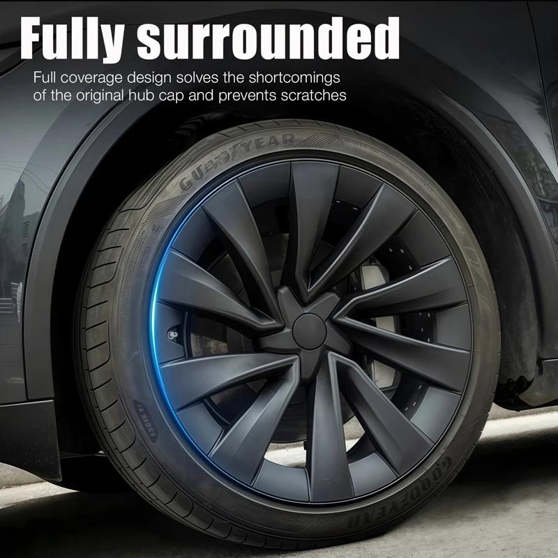 4PCS Hubcaps 20 Inch for Tesla Model Y Juniper 2025 Performance Wheel Cover for Helix 2.0 Wheels Hub Cap Full Rim Accessories