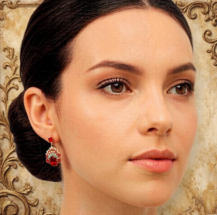Women's Red Chinese Ethnic Style Dangle Earrings - Elegant Retro Court Design for New Year