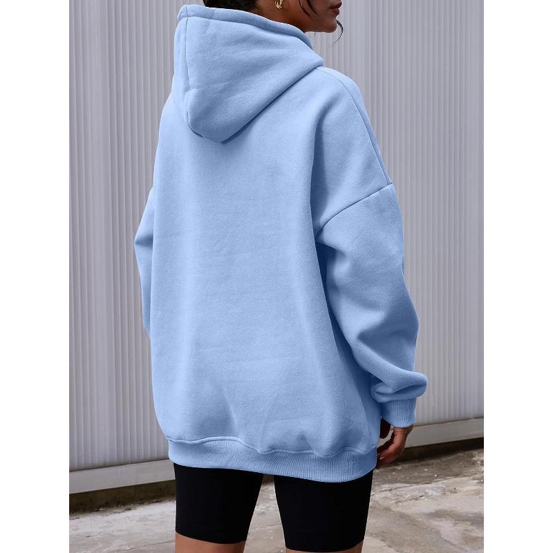 Women's Fashion Casual Solid Color Print Long Sleeve Hooded Hoodies & Sweatshirts