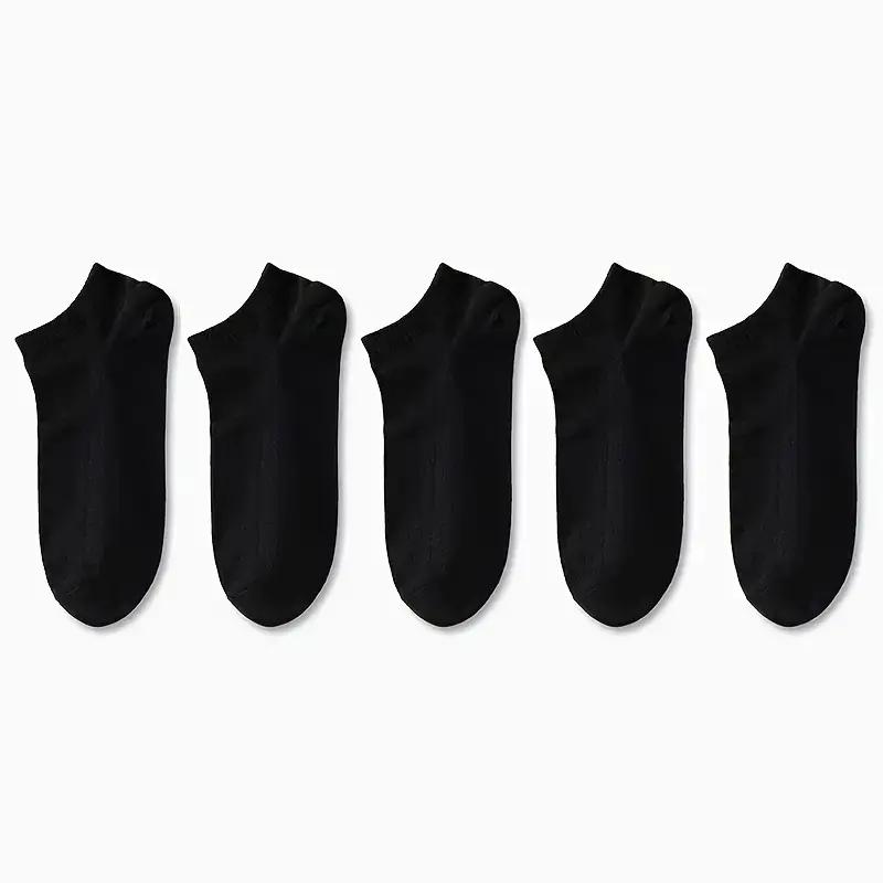5 Pairs Men's Boat Socks Business Sport Sweat Absorption Mature Summer Autumn Solid Color Non Pilling Versatile Ankle Socks