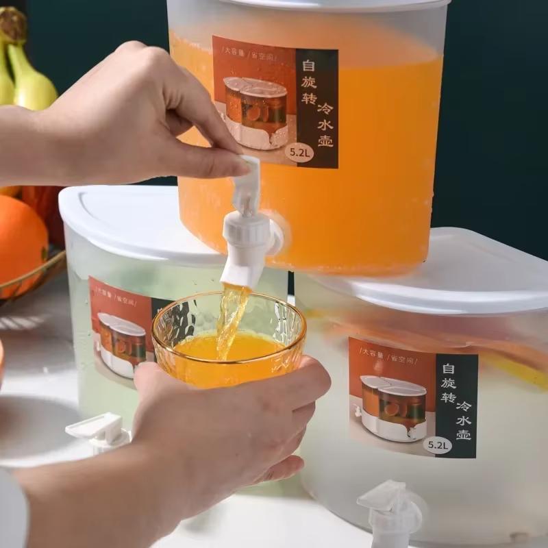 Rotatable Three-grid Plastic Beverage Cold Water Kettle 3-grid Detachable Beverage Machine Fruit Bucket Water Dispenser