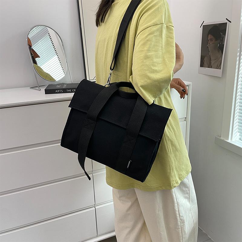 Large Capacity Canvas Bag, Women's Work Commuter Tablet Storage Handbag, Simple Shoulder Messenger Bag
