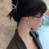 Latest Classic Copper Alloy Metal Smooth Metallic Hoop Earrings Woman Chic Fashionable Korean Jewelry Temperament Girl 'S Everyday Wear