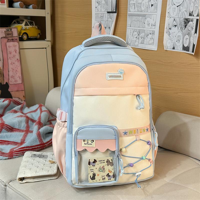 Zaino Scolastico per Studenti con Cuciture a Contrasto Zaino Leggero da Donna