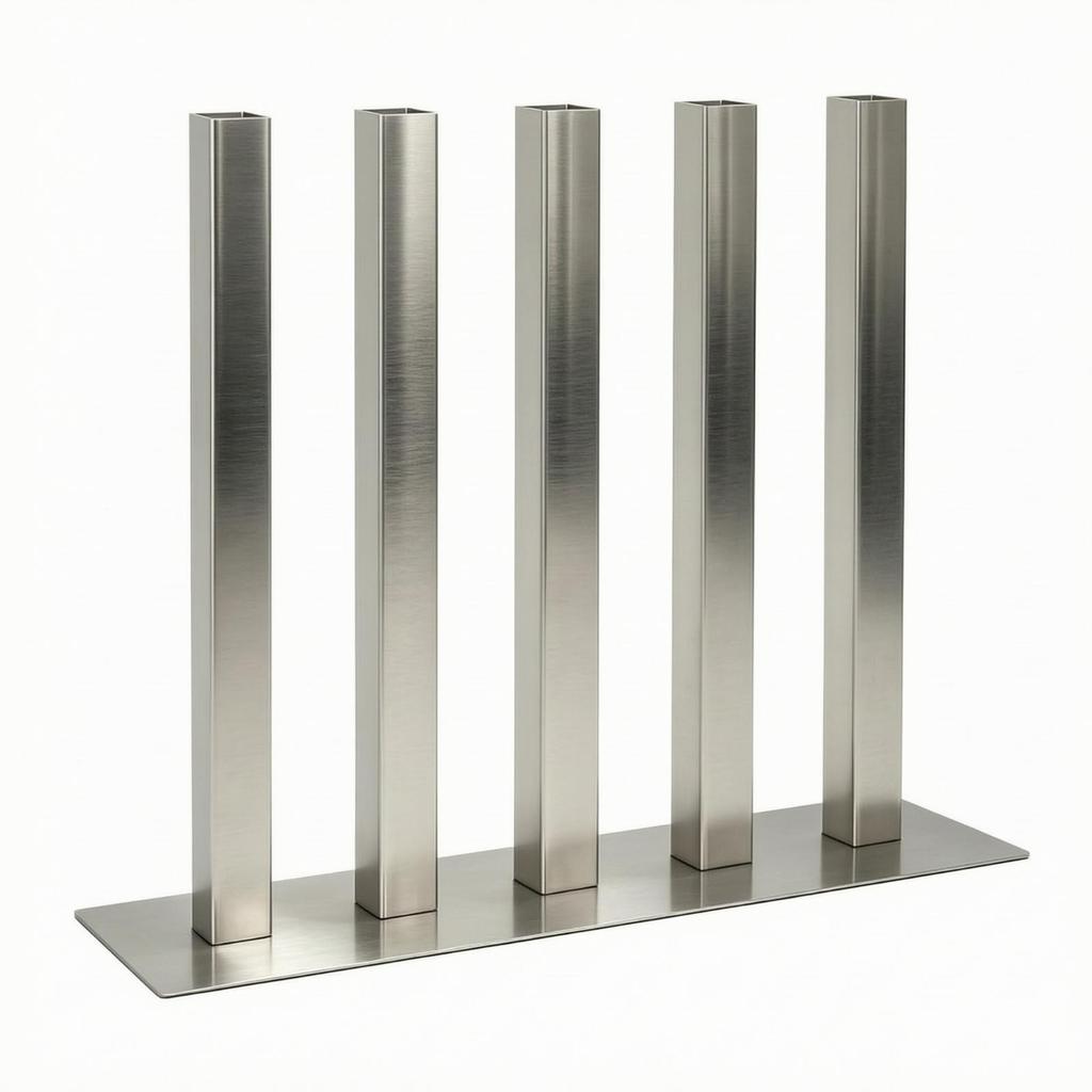 5 Pieces Slim Slender Metal Tabletop Vase Modern Tall Square Tube for