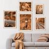 Autumn Mountain Road Lake Deer Forest Leaves Wall Art Print Canvas Painting Nordic Poster Wall Pictures For Living Room Decor