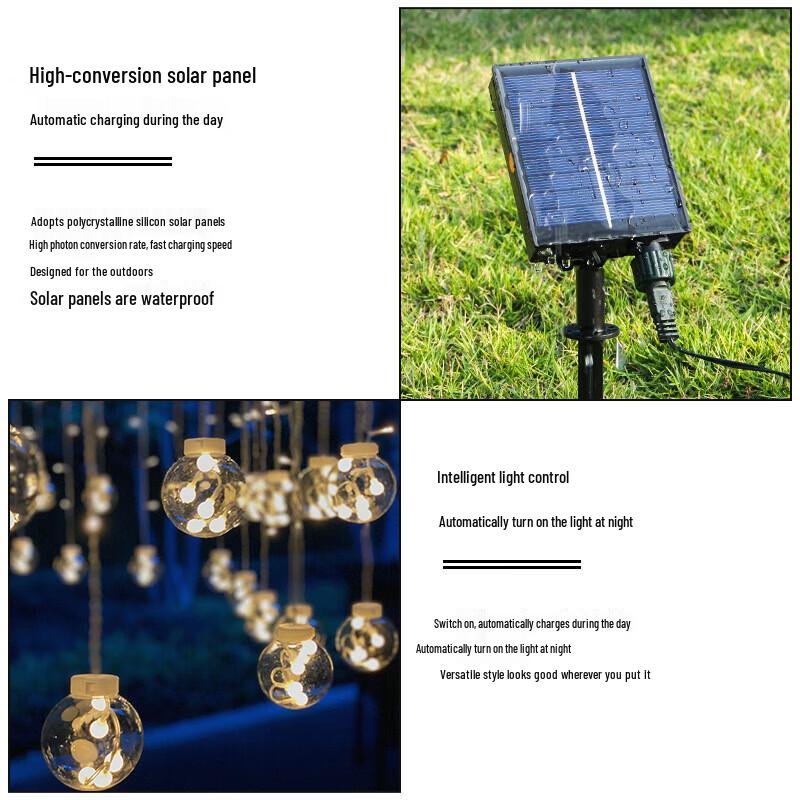 Enpufike LED Solar Remote Control Wish Ball Curtain Lights