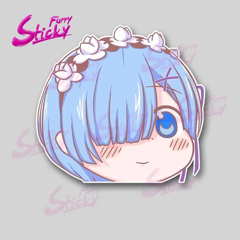 Rem Ram Peeking Anime Sticker Car Accessories Vinyl Car Stickers - Waterproof Decals For Cars Trucks Suvs Window Bumper Laptop