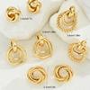 8pcs Vintage Gold Color Metal Twisted Earrings Set Fashion Hollow Rope Knot Stud Earrings For Women Versatile Party Jewelry Gift