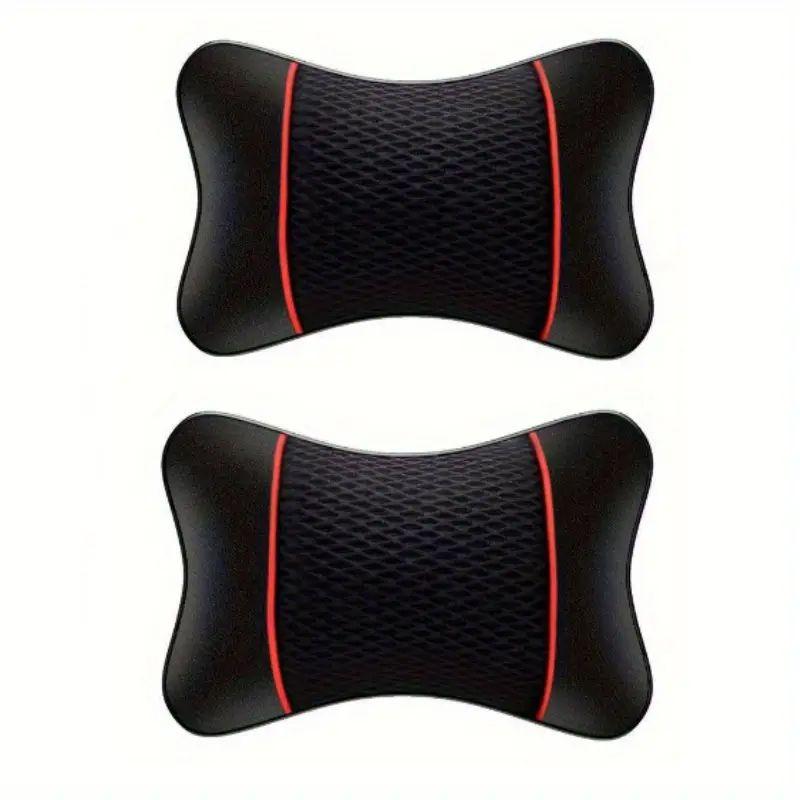 1/2 Stück Universelle Auto-Kopfstütze PU-Leder Nackenkissen Bequem Netz Atmungsaktiv Sitzstützkissen Auto-Nackenkissen