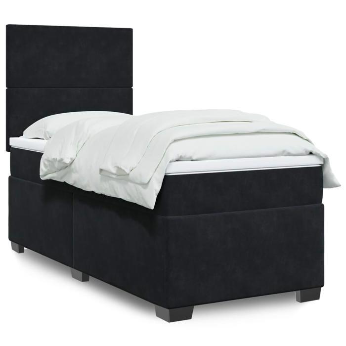 VidaXL Sommier à lattes de lit avec matelas Noir 100x200 cm Velours 3290830