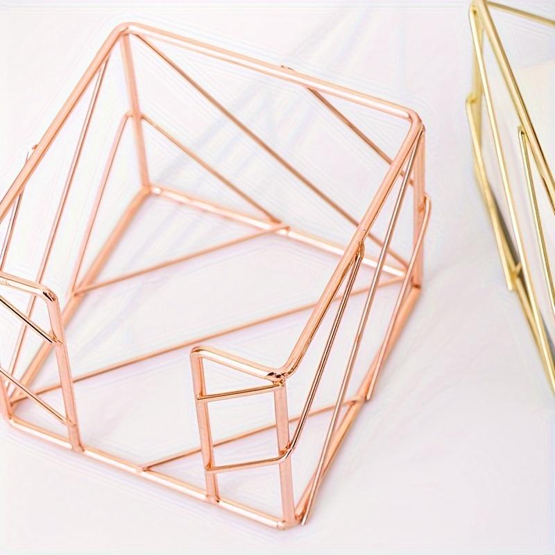 1Pc Hollowed-out Ironwork Rose Gold Note Box Metal Hard and Not Easy To Damage Desktop Office Storage Box