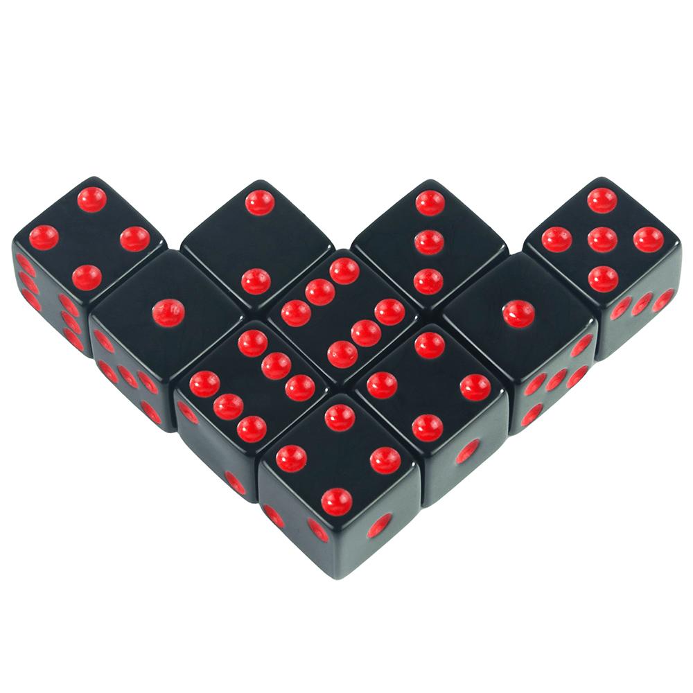 16 mm Würfel, 6-seitig, undurchsichtig, 10 Stück, quadratische Ecken, farbige Punkte, D6-Würfel für Brettspiele, Mathematikspiele im Klassenzimmer