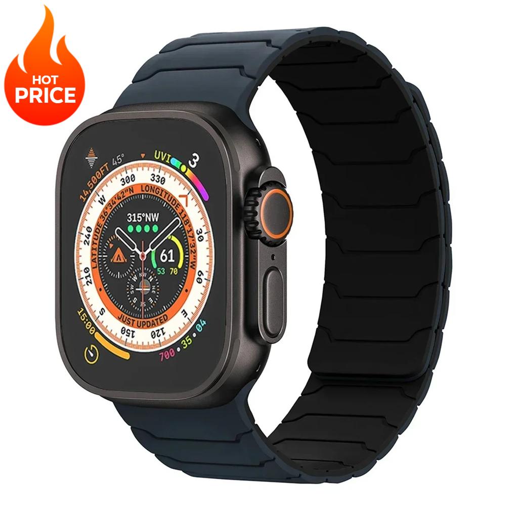 Magnetic Silicone Strap For Apple Watch Ultra 3 2 49mm Band 45mm 44mm 41mm 40mm 38 Bracelet Iwatch Series 11 10 42 46mm 987654SE