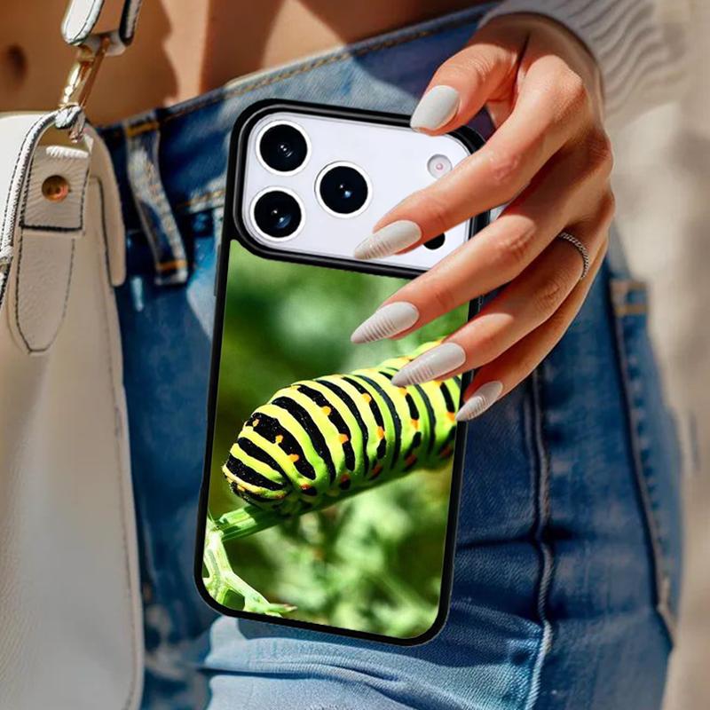 Caterpillar Insect Butterfly Phone Case For iPhone 17 Air 14 15 13 12 Max Cover For Apple 14 15 16 16e 11 Pro Max Plus Coque
