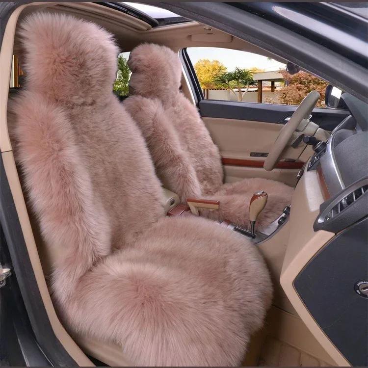Ciepłe pluszowe pokrowce na siedzenia samochodowe Uniwersalne Długie Futro Wełniane Poduszka Ochronna na Przednie Siedzenie Samochodowe Mata do Akcesoriów Samochodowych Ochraniacz na Siedzenie Samochodowe