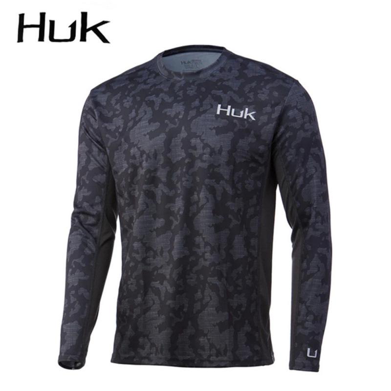 HUK Outdoor Sea Fishing UV Protection Hooded Shirt - Milk Silk, Sun Protection, Loose Fit.