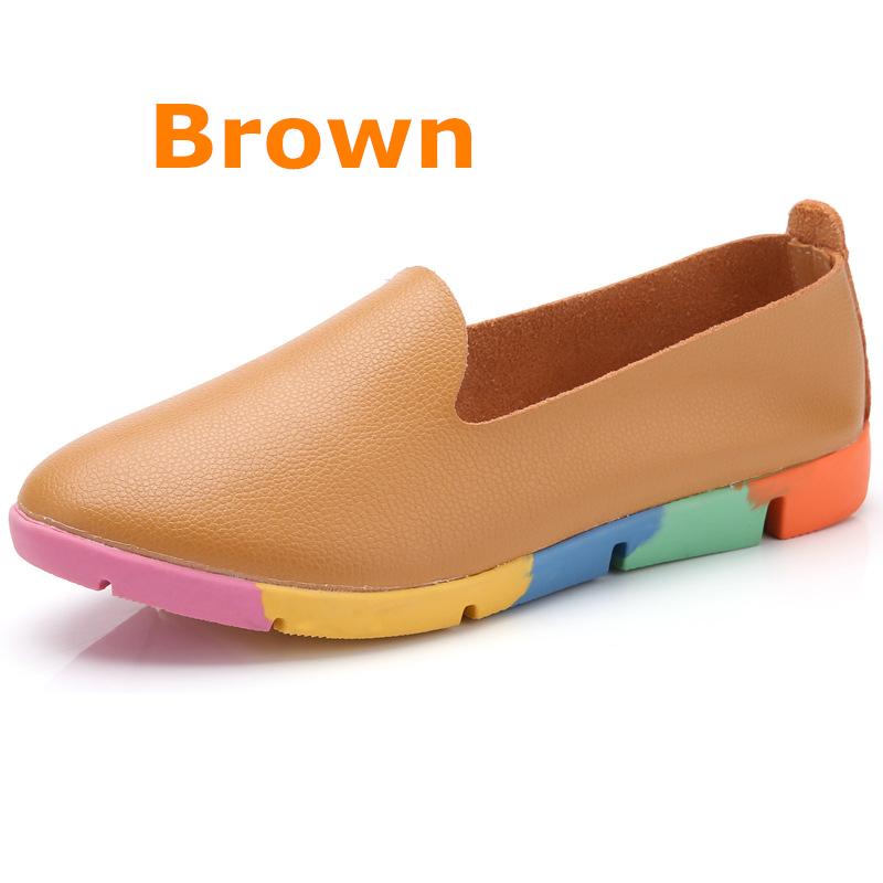

Women Flats Mother Ladies Female Shoes Loafers Cow Genuine Leather Pigskin Slip On Feminino Nurse Peas 35-44 AZE-912 44 коричневий