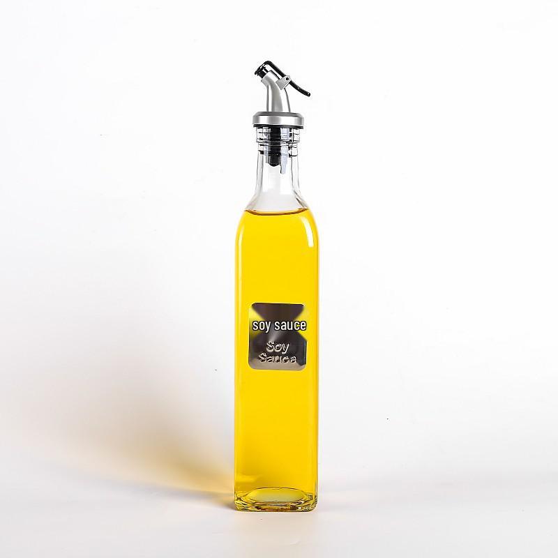 Leak-Proof Glass Oil Bottle - Kitchen Seasoning Container for Soy Sauce, Vinegar, or Wine, Customizable with Logo