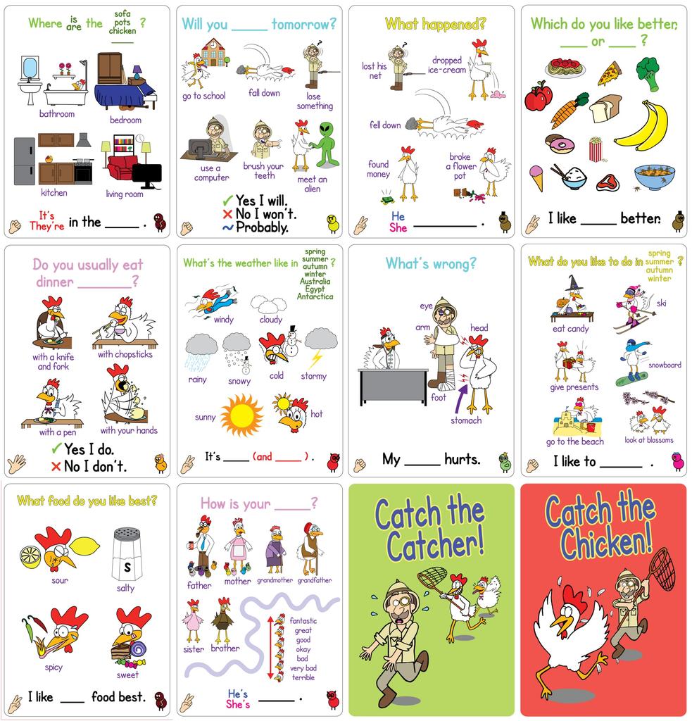 Hard Level Catch The Chicken English Card Game for Kids Q&A