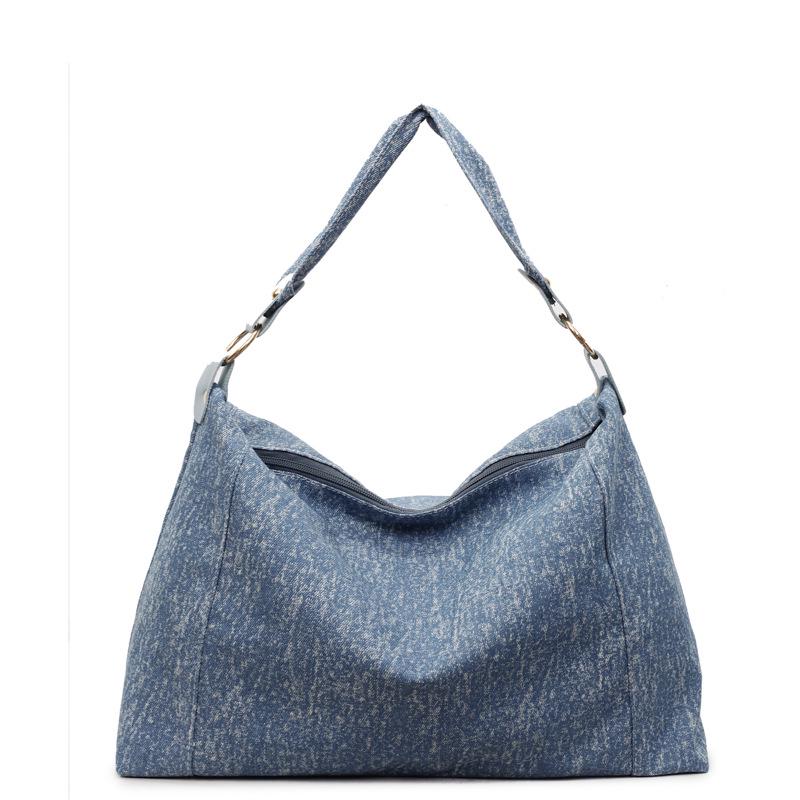 

Patchwork Canvas Large Crossbody Tote Bag - Detachable Single Shoulder Bag for Autumn/Winter темно-синий