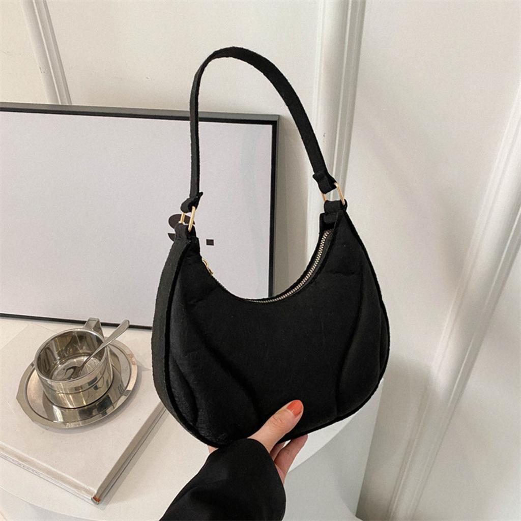 Yousheng Damen Schultertasche Knödelform Filztasche Reißverschluss Einfarbig Große Kapazität Pendler Geldbörse für Schule Party Reise Straße Urlaub