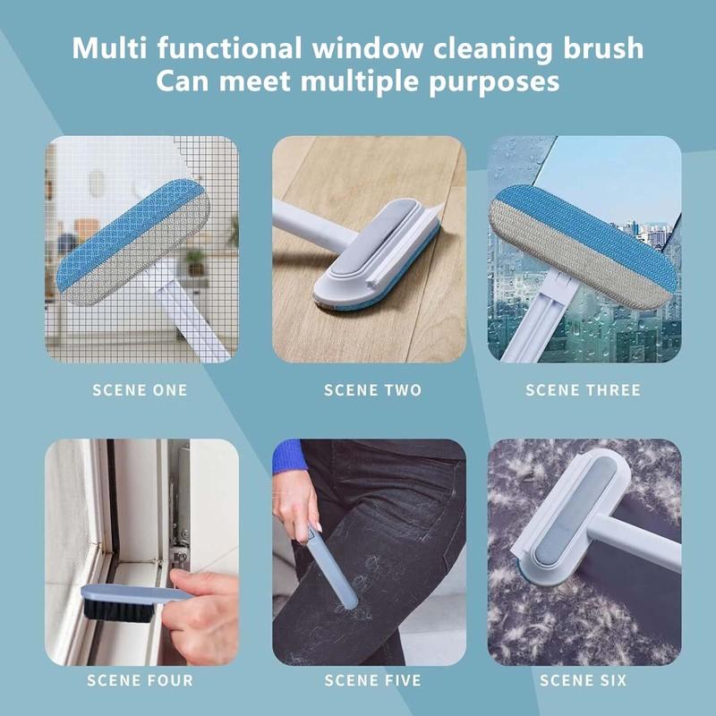 3 In 1 Long Handle Pet Hair Remover Brush Adjustable Window Screen Cleaning Tool for Sofa Carpet and Household Fur Removal