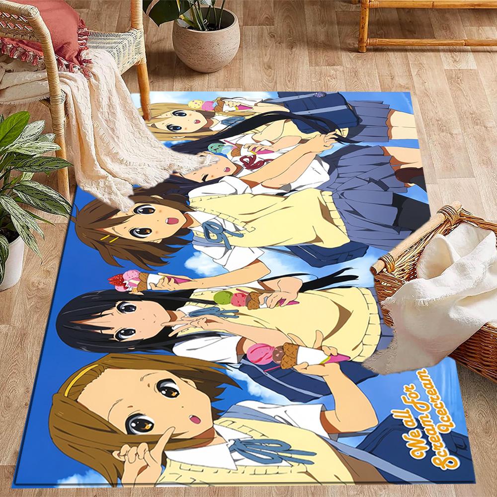 K-on! Group Pose Themed Anti-Slip Rugs - Polyester Home Decor, Suitable for Bedrooms, Living Rooms, Doorways, Studios, and Decorations