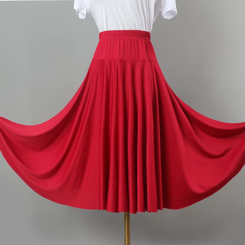 2025 Nová jednobarevná sukně na square dance a sálový tanec s velkým rozsahem