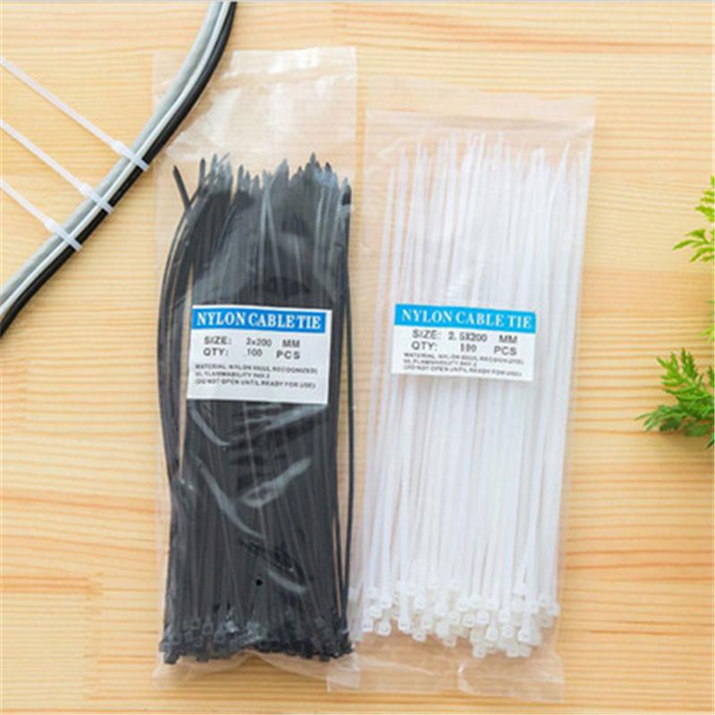 Cable Ties 200mm x 3.6mm Black Cable Plastic Tie Wraps Zip Strong PACK OF 100