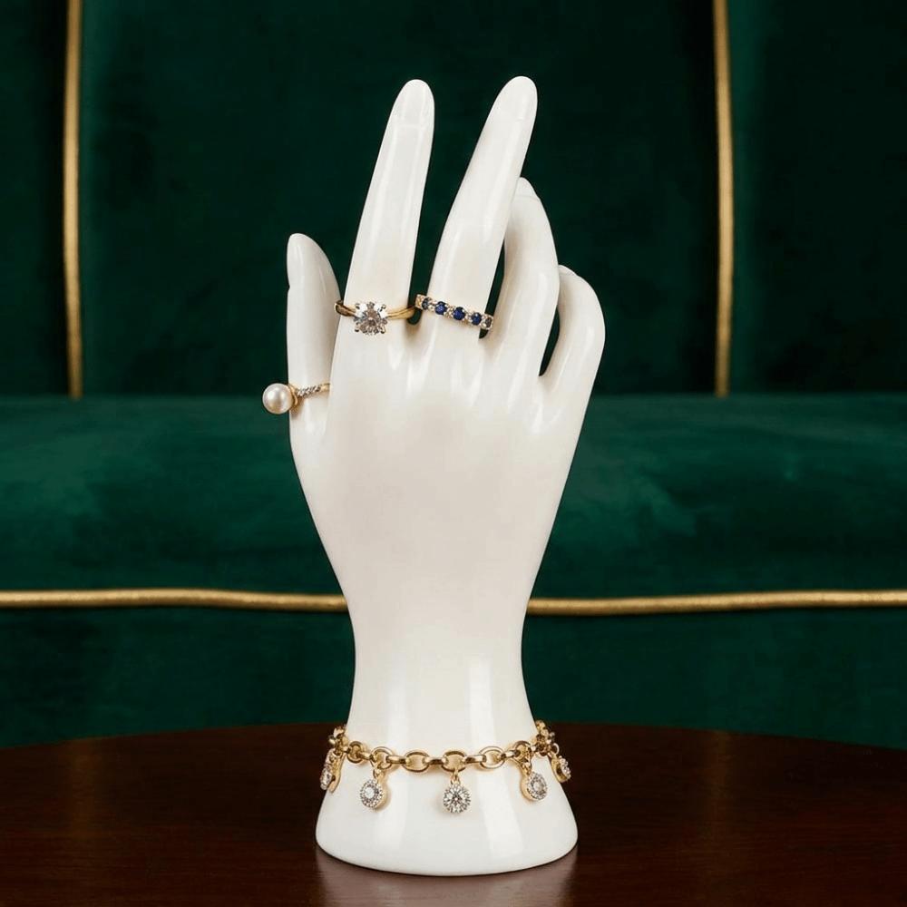 Elegante Espositore per Gioielli Mano Modello Realistico Organizer per Anelli Porta Bracciali Fotografia Gioielli