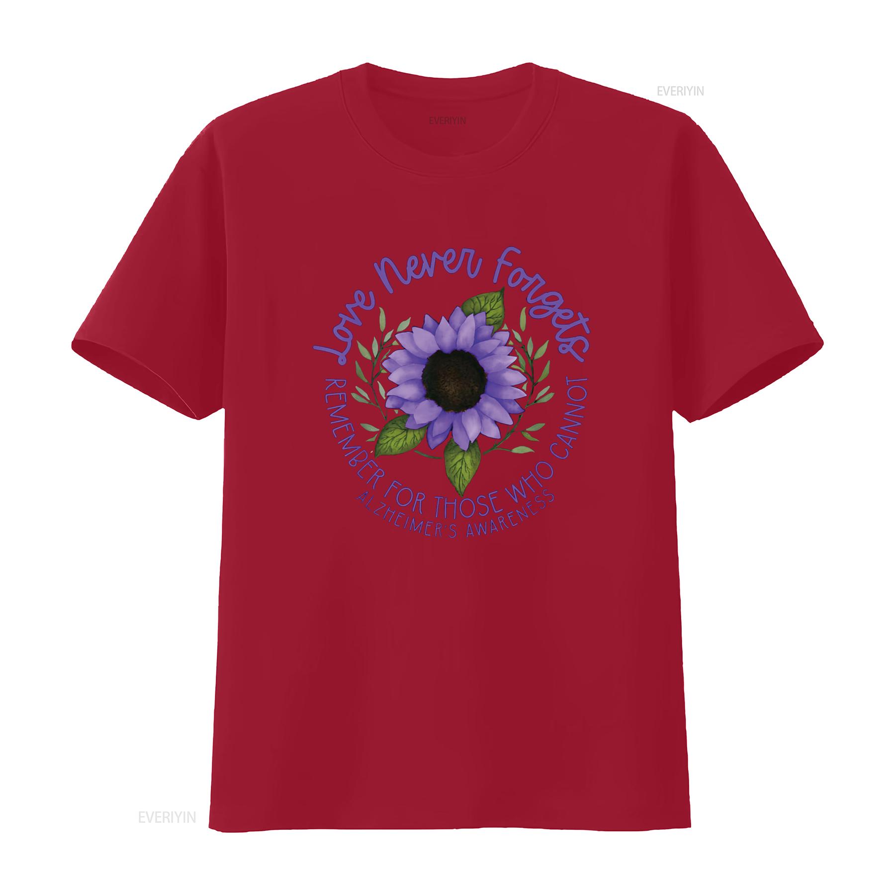 Alzheimer Awareness T Shirt for Men and Women Purple sunflower vintage Washed homme Soft Comfortable Stretched Slightly S