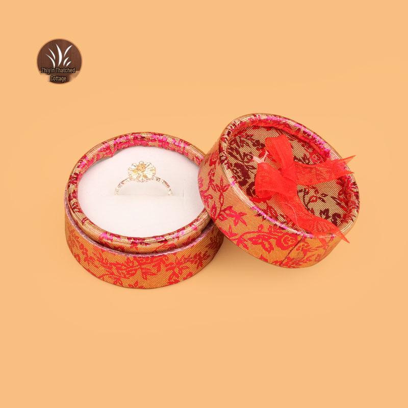 Small Bowknot Round Jewelry Box for Rings and Earrings