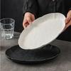 Ellipse Keramik Fischteller Matt Schwarz Weiß Unterglasurfarbe Haushalt Hotels Restaurant Abendessen Steak Porzellan Geschirr