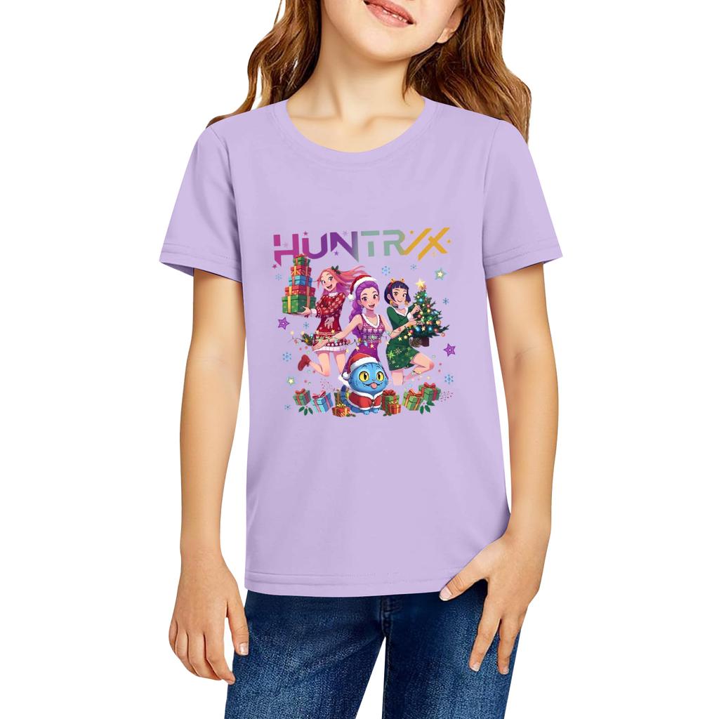 Fashionable Round Neck Short Sleeve Work Clothes Printed Tops For KID Summer Tops