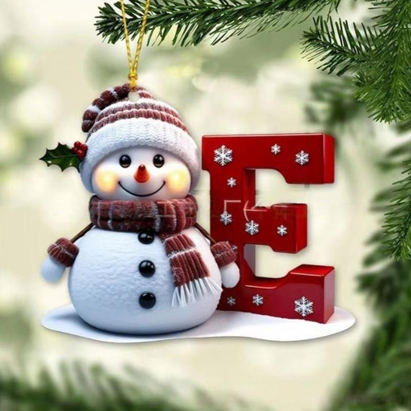 Shatterproof Acrylic Snowman Letter Hanging Ornament Christmas Tree Decoration For Festival Tree Wreath Window Display