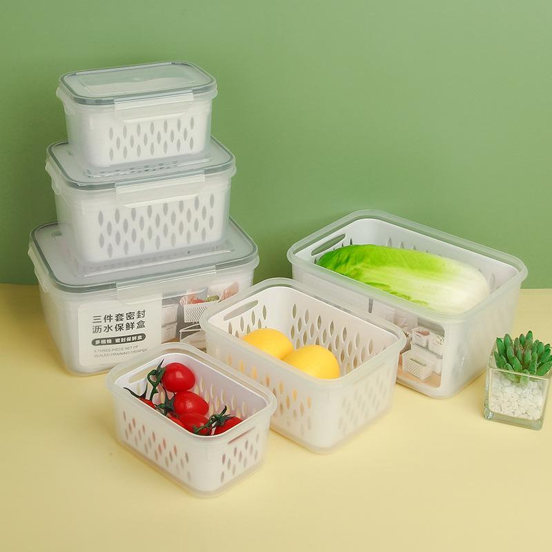 Refrigerator-Safe Food-Grade Kitchen Large-Capacity Fruit Storage Tupperware with Airtight Seal