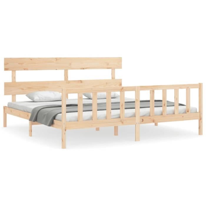 VidaXL Cadre de lit avec tête de lit 200x200 cm bois massif 3193291