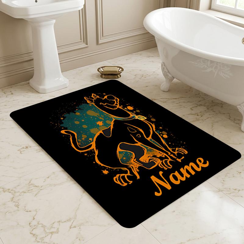 Custom Name Dog Artwork Living Room Non-Slip Area Rug Soft Carpet for Bedroom Kids Playroom Sofa Office Home Decor Doormat