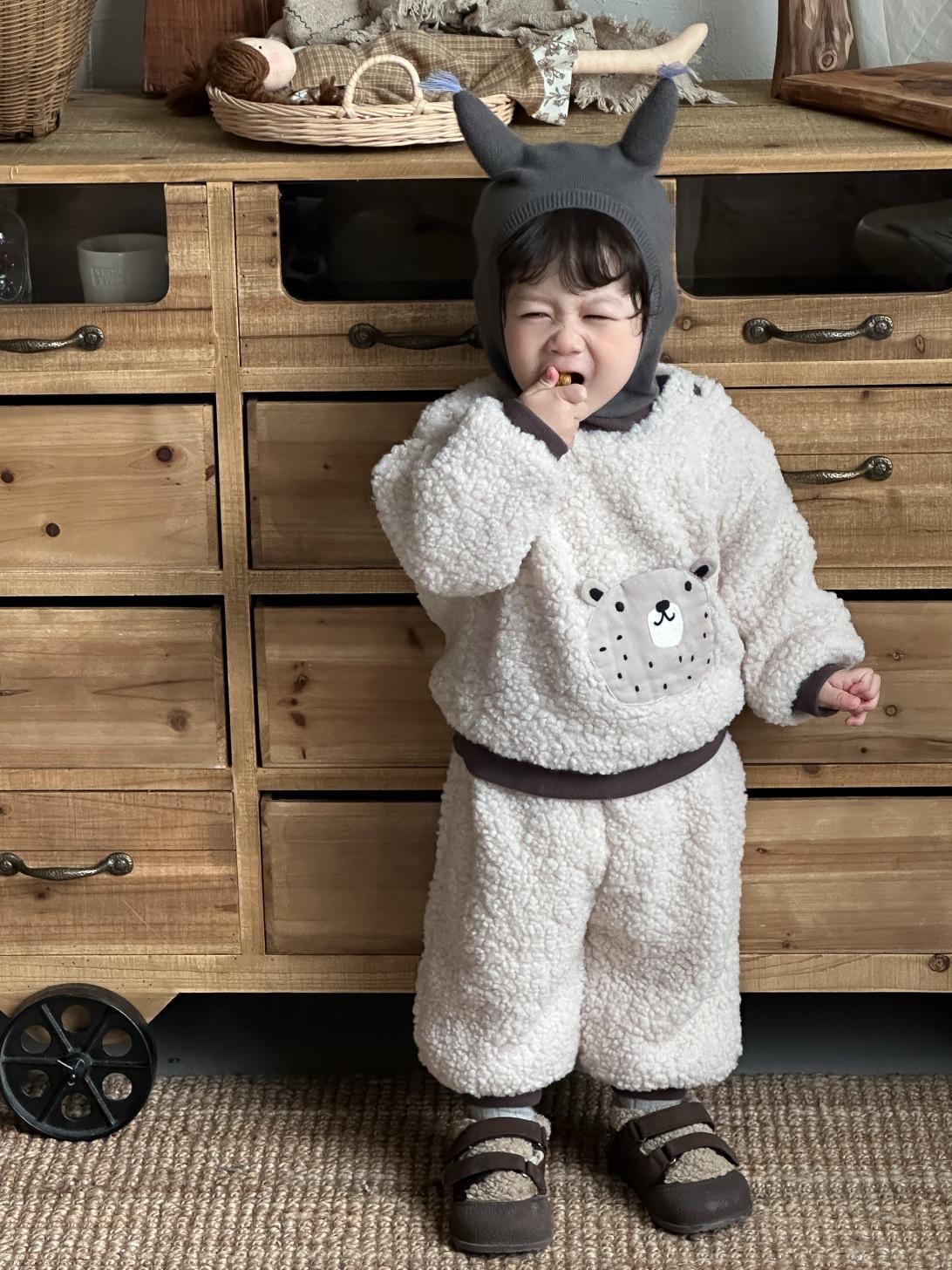 Детская осенне-зимняя новая одежда детская одежда детская плюшевая утолщенная зимняя для мальчиков плюшевый набор с головой медведя 73CM